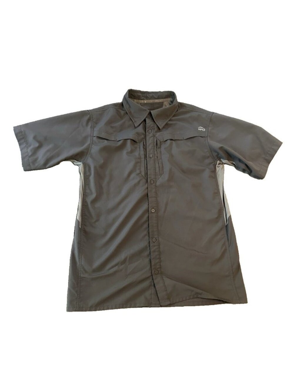 XPG Fishing Shirt Mens M Gray Vented Short Sleeve Performance Outdoor Hiking